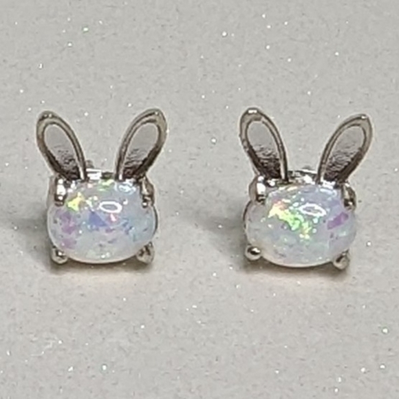 Bunny Ears Opal 925 Sterling Silver Stud Earrings - Picture 6 of 8